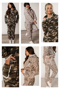 Camo/Animal Cozy Lace Sweatshirt or Joggers