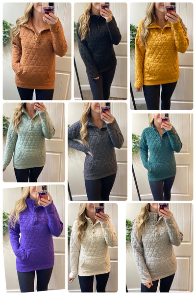 Samples! MM Quilted Snap Pullover