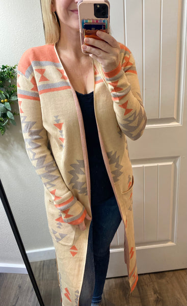 Open Front Geometric Cardigan
