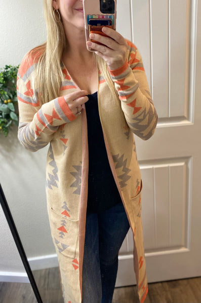 Open Front Geometric Cardigan