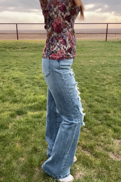 Sk Distressed Straight Leg Denim (32”, 34”, 36” inseams)