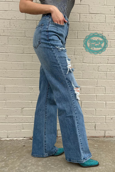 Sk Distressed Straight Leg Denim (32”, 34”, 36” inseams)