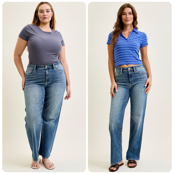 Judy Blue Mid Rise Straight Denim