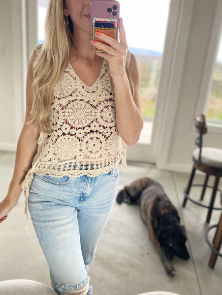 Crochet Boho Side Tie Top