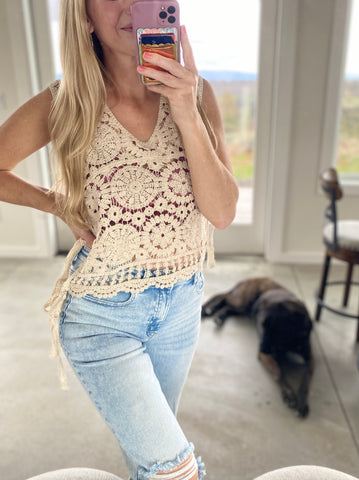 Crochet Boho Side Tie Top