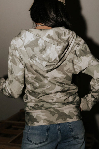 Preorder Halloween Ampersand Ave- Camo Ghost Full Zip Hoodie