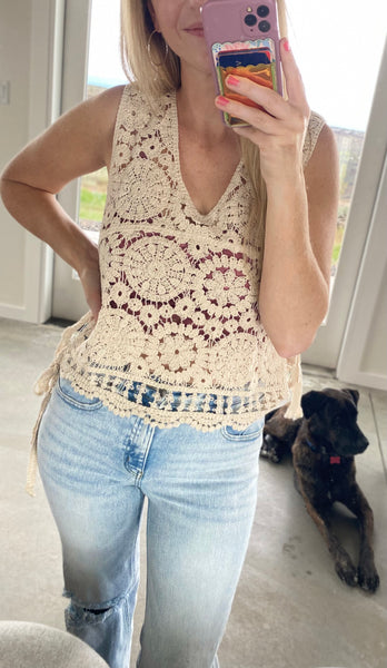 Crochet Boho Side Tie Top