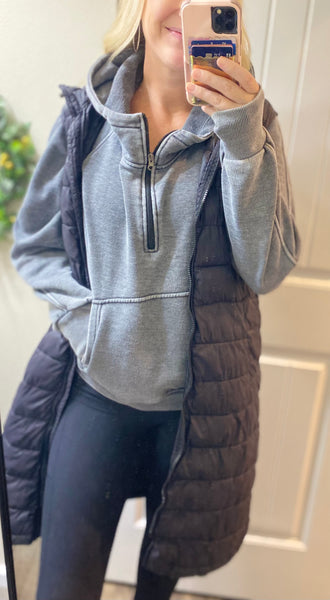 Vintage Wash Fleece 1/4 Zip Hoodie