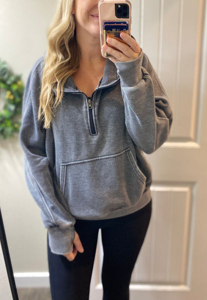 Vintage Wash Fleece 1/4 Zip Hoodie
