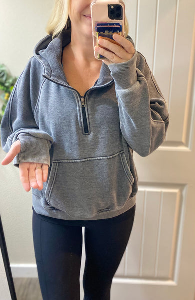 Vintage Wash Fleece 1/4 Zip Hoodie