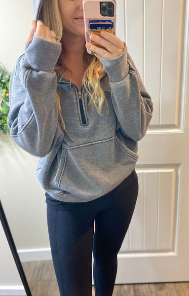 Vintage Wash Fleece 1/4 Zip Hoodie