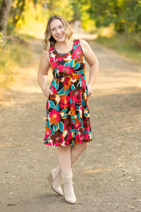 Bold Fall Floral Sleeveless Dress