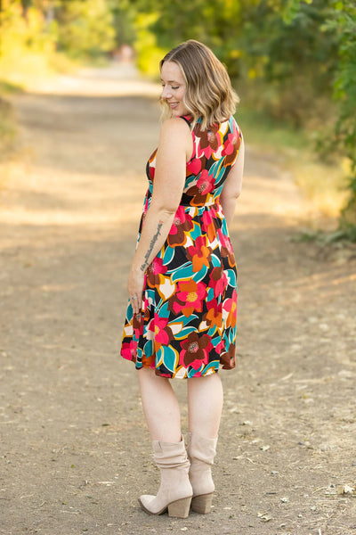 Bold Fall Floral Sleeveless Dress