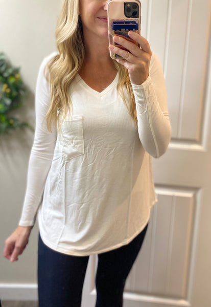 Long Sleeve Pocket Tees Black/White