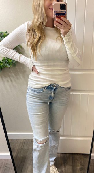 Ampersand Ave. Lace Accent Long Sleeves (White, Brick, Moss)