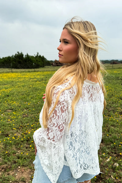 Preorder Blakeley Lace Tie Bell Sleeve Top