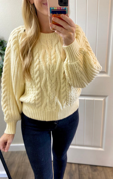 POL Cream Cutout Shoulder Sweater