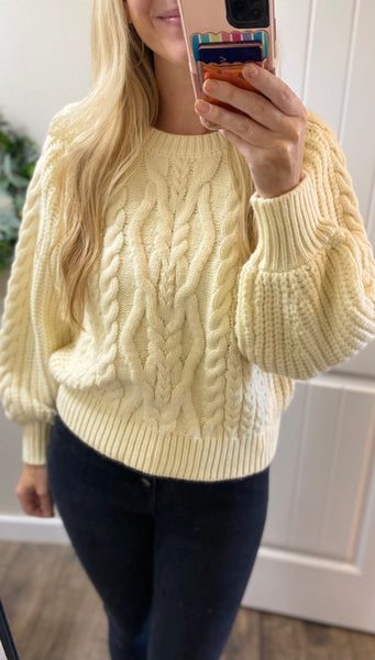 POL Cream Cutout Shoulder Sweater