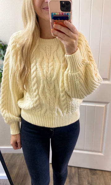 POL Cream Cutout Shoulder Sweater