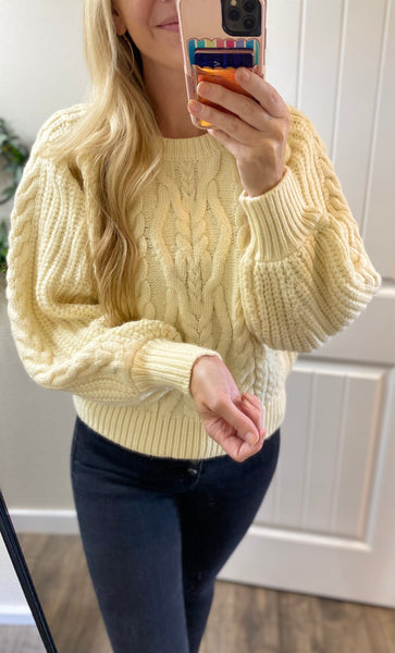 POL Cream Cutout Shoulder Sweater