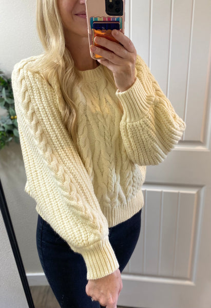 POL Cream Cutout Shoulder Sweater