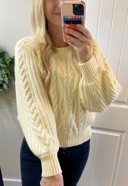 POL Cream Cutout Shoulder Sweater