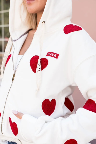 Ampersand Hearts Full Zip Hoodie