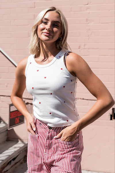 Ampersand Ave. Ribbed Hearts Tanks (White or Black)