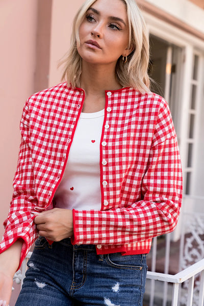 Ampersand Ave. Black Or Red Gingham Cardigans