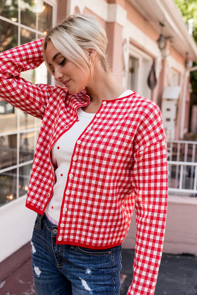 Ampersand Ave. Black Or Red Gingham Cardigans