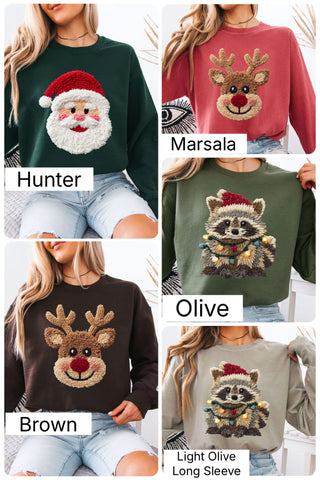 Embroidered Yarn Christmas Sweatshirts/Tees