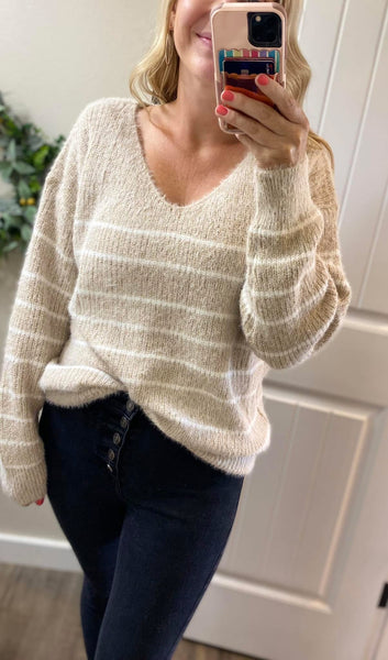 Green MM Cozy Stripe Sweater