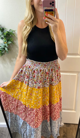 Tiered Patchwork Skirt