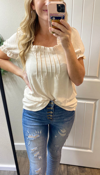 Beige Square Neck Blouse