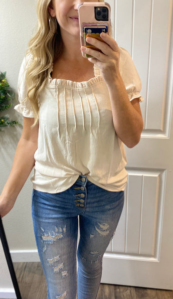 Beige Square Neck Blouse