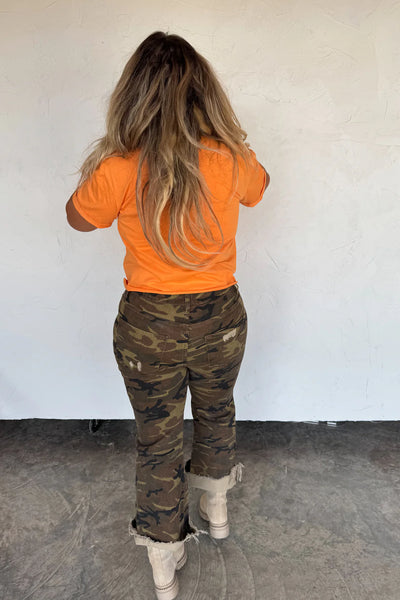 Blakeley Camo Distressed Crop Denim