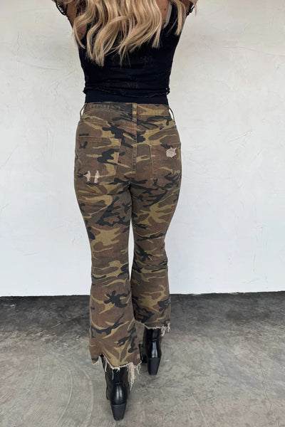Blakeley Camo Distressed Crop Denim