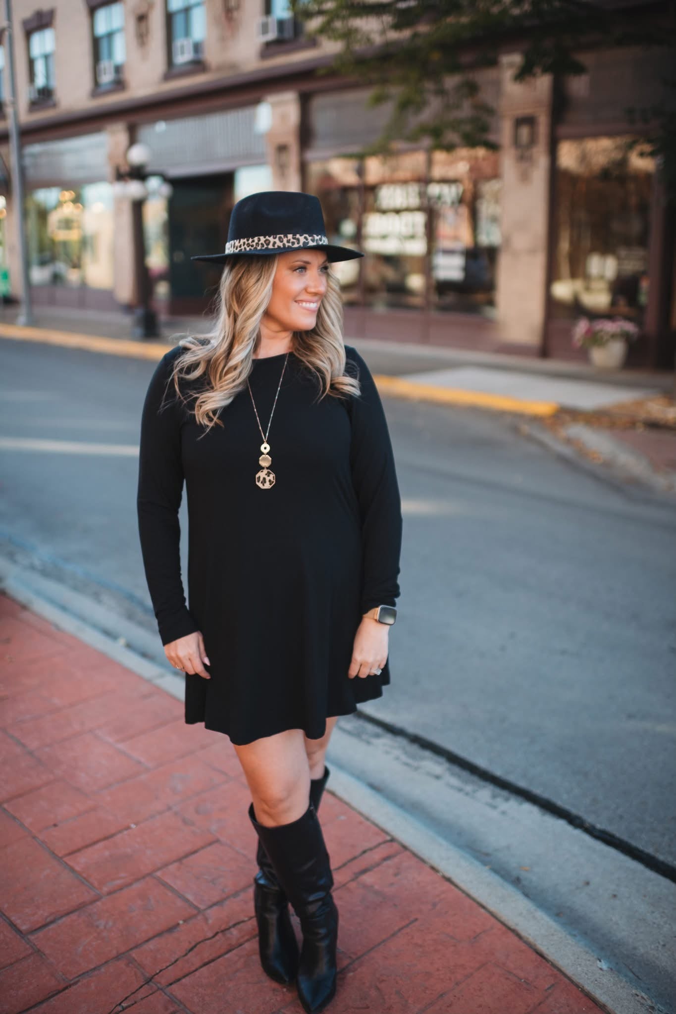 MM Black Long Sleeve Swing Dress