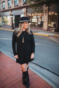 MM Black Long Sleeve Swing Dress