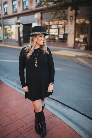 MM Black Long Sleeve Swing Dress