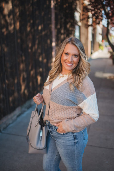 MM Colorblock Button Cardigan