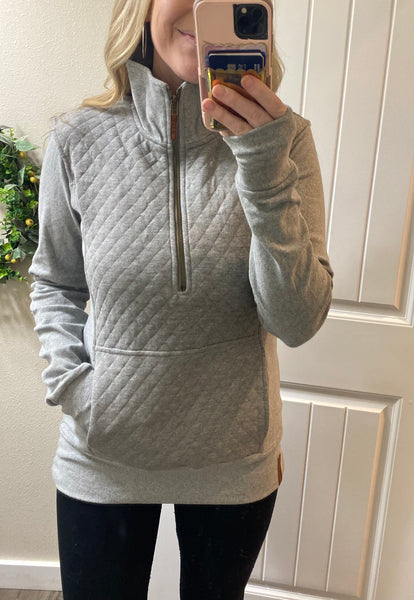 Ampersand Ave. Grey Quilted Pullover