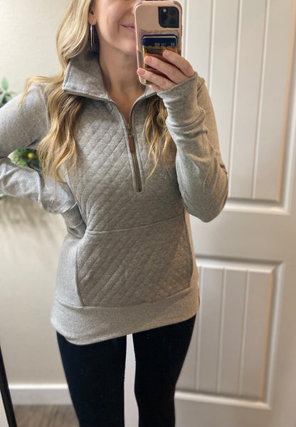 Ampersand Ave. Grey Quilted Pullover
