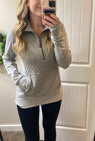 Ampersand Ave. Grey Quilted Pullover