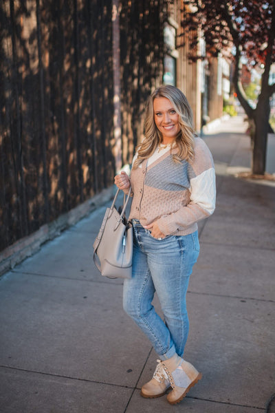 MM Colorblock Button Cardigan