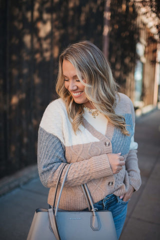 MM Colorblock Button Cardigan