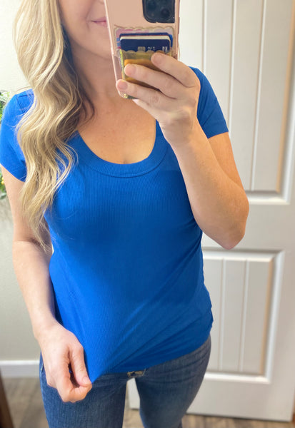Ribbed Short Sleeve Tops