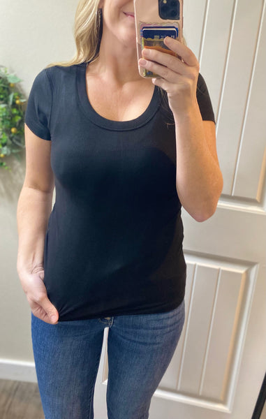 Ribbed Short Sleeve Tops