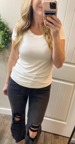 Black Washed Distressed Crop Denim