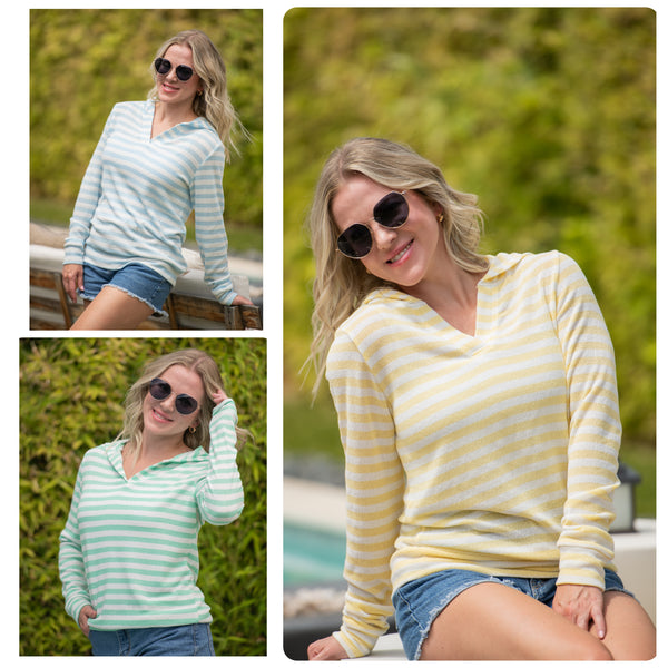 MM Summer Striped Hoodies (Green, Blue, or Lemon)